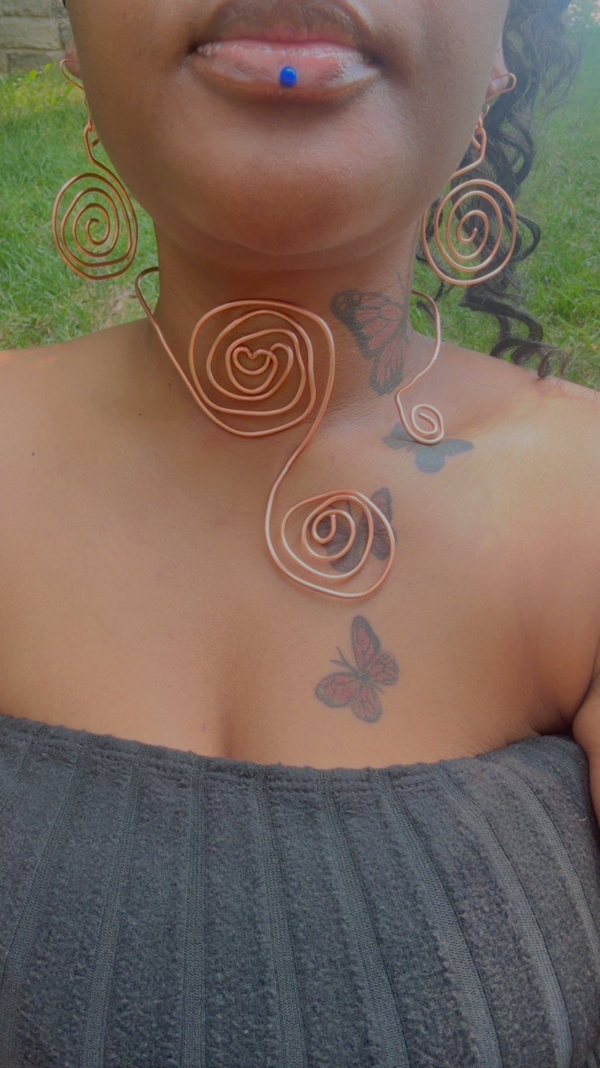 Spiraled Throat Chakra Choker | Plain Copper Choker