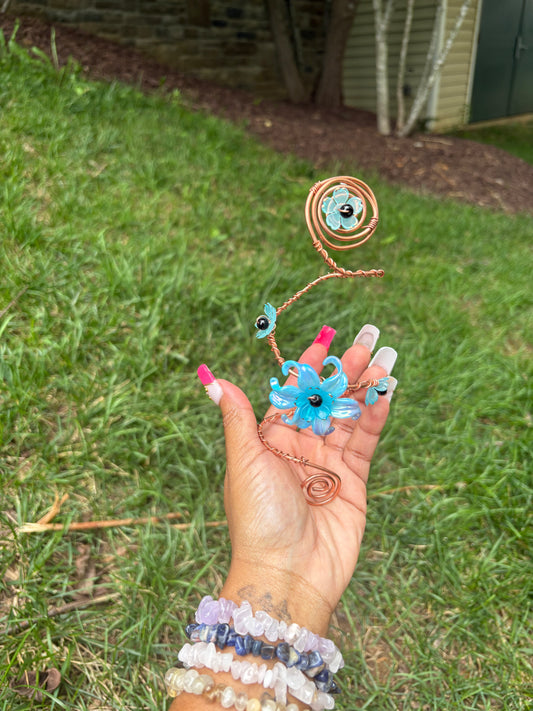 Blue Fairy 001 Spiraled Wrist Cuff | Pure Copper
