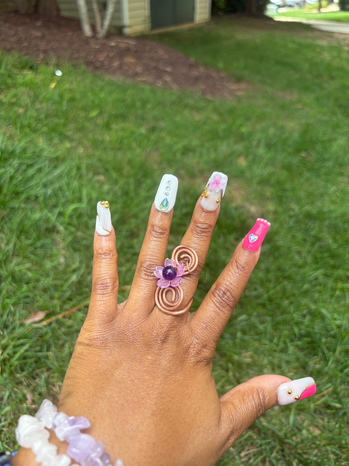 Double Spiral Floral Ring | Pure Copper