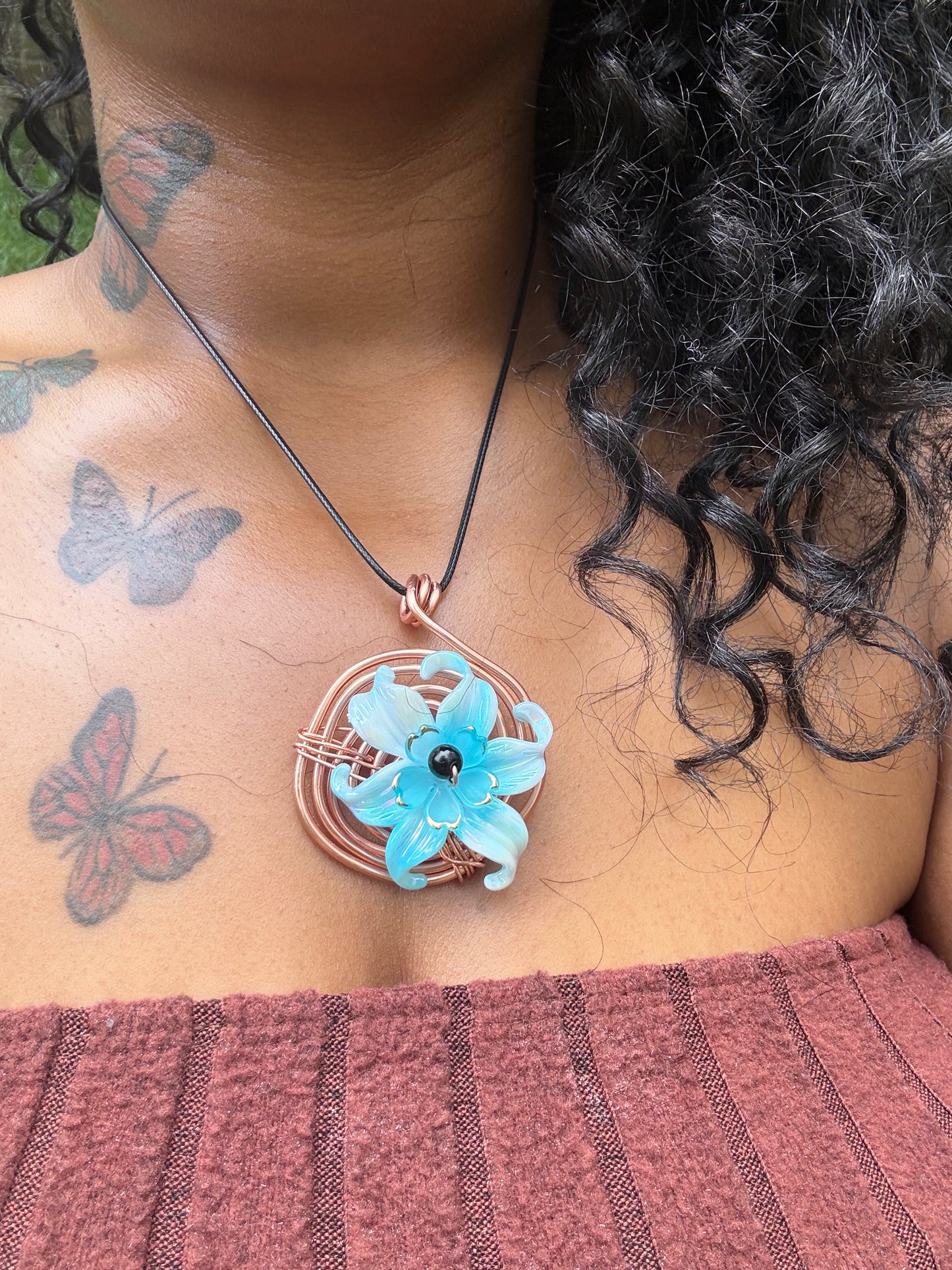 Spiraled Lily Fidget Pendant | Pure Copper