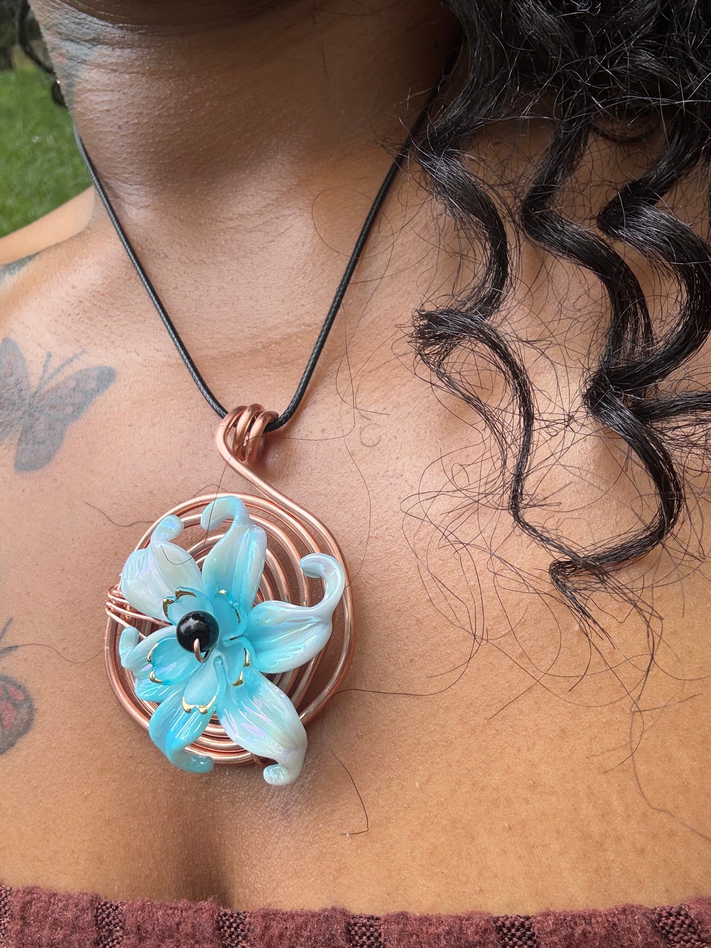 Spiraled Lily Fidget Pendant | Pure Copper