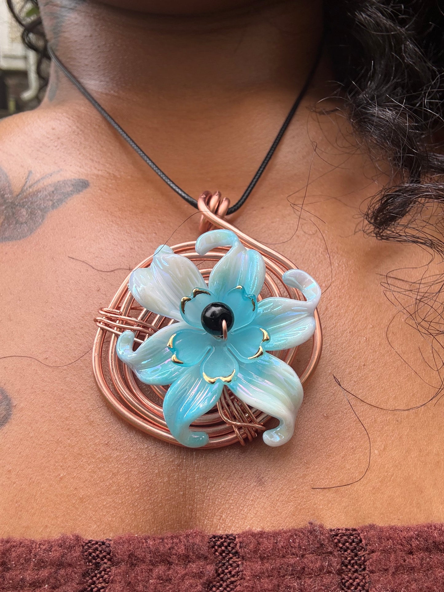 Spiraled Lily Fidget Pendant | Pure Copper