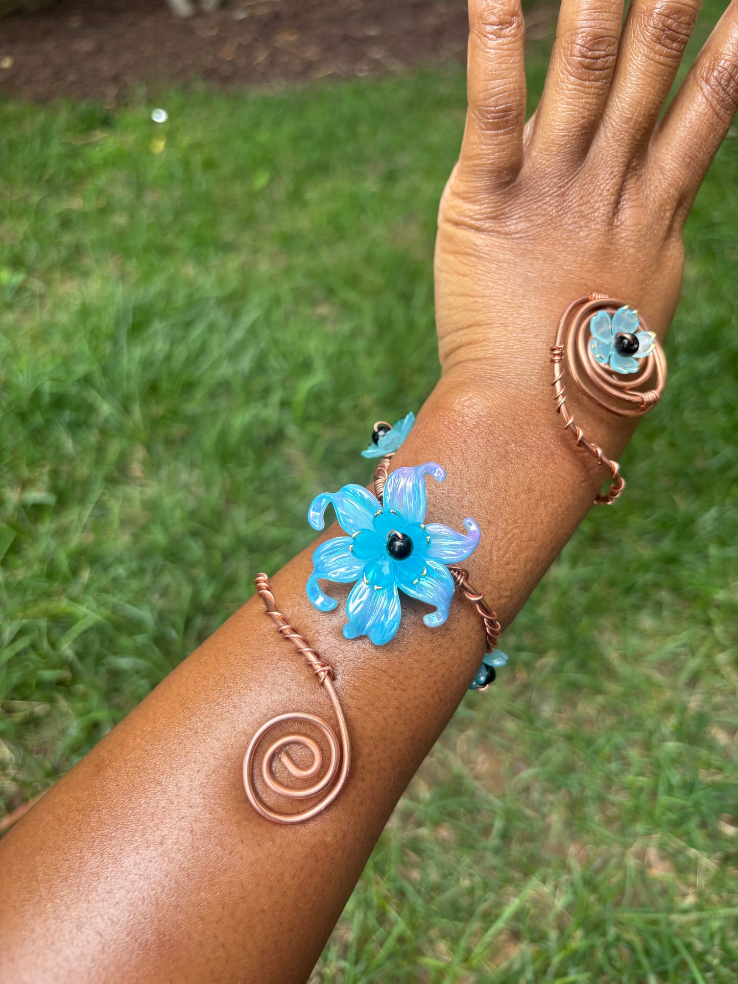 Blue Fairy 001 Spiraled Wrist Cuff | Pure Copper