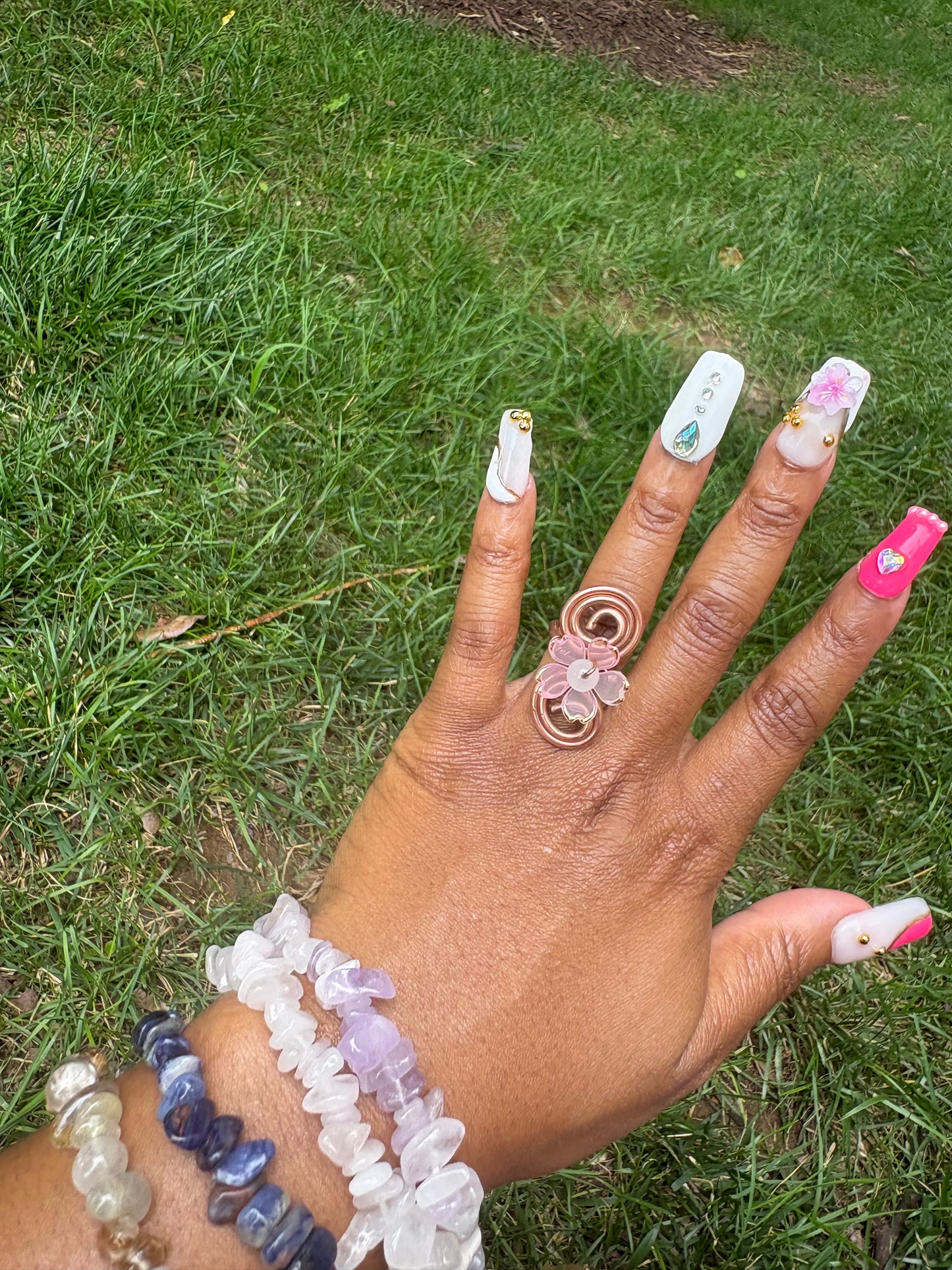 Double Spiral Floral Ring | Pure Copper