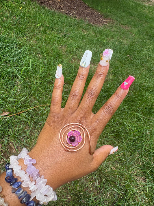 Amethyst Bloom Palm Ring