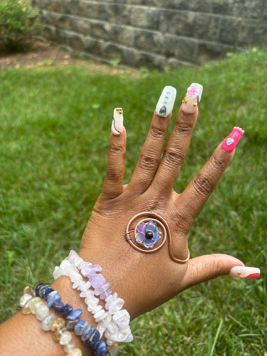 Black Onyx Bloom Palm Ring